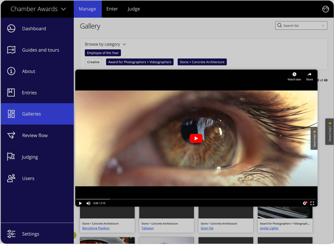 screenshot of Award Force